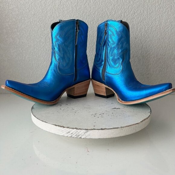 Lane SMOKESHOW Womens Cowboy Bootie 8.5 Blue Western Cowgirl Short Ankle Boots - Picture 8 of 12